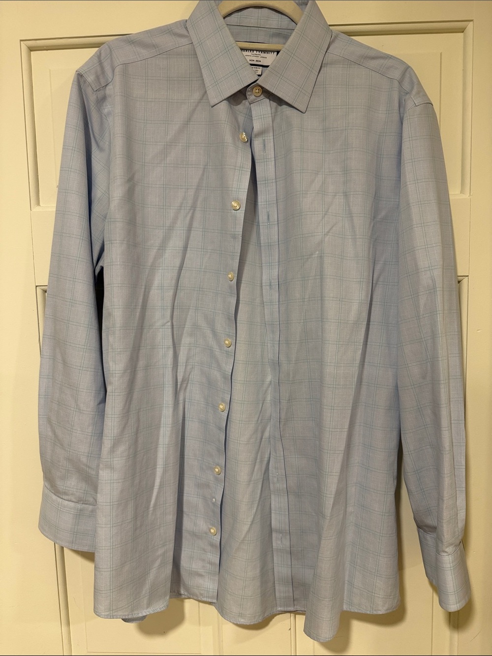 Charles Tyrwhitt Non-Iron Extra Slim Fit Dress Shirt 16.5 / 33 Plaid Button Cuff